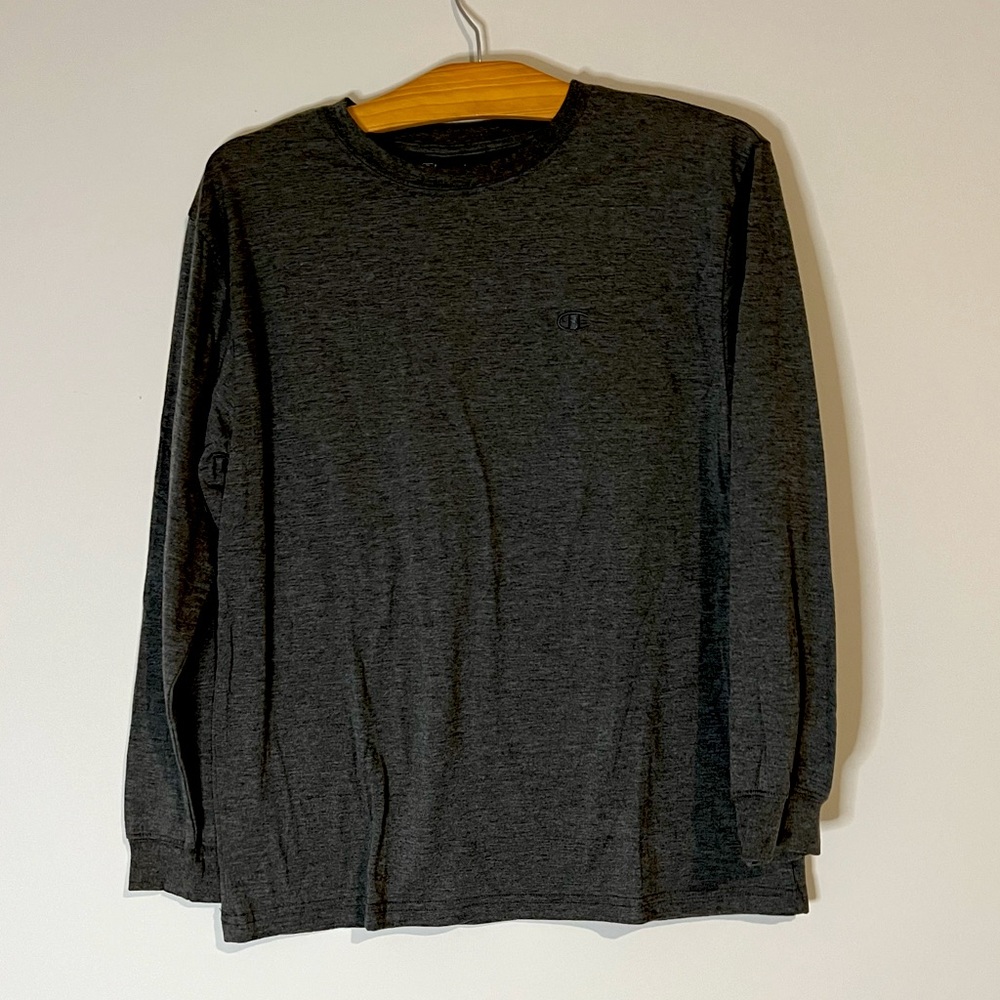 Champion Solid Gray Long Sleeve Crew Shirt